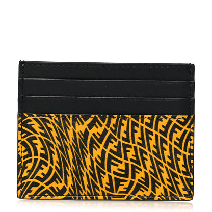 Fendi X SARAH COLEMAN Vitello Grace Light Micro FF Vertigo Embossed Card Holder Yellow Black 1 of 7