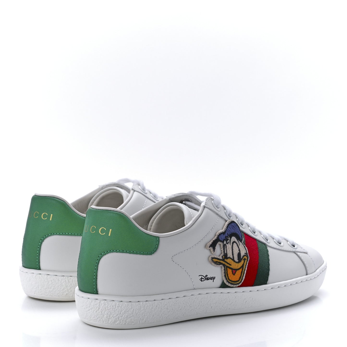 X DISNEY Calfskin Miro Soft Web Donald Duck Womens Ace Sneakers 35 White New Shamarock