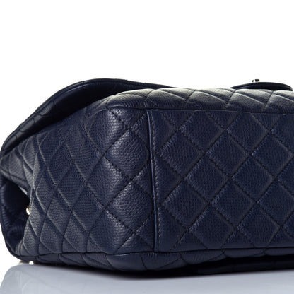 Chanel Metallized Calfskin Quilted Small XXL Travel Flap Bag Navy 8 of 10