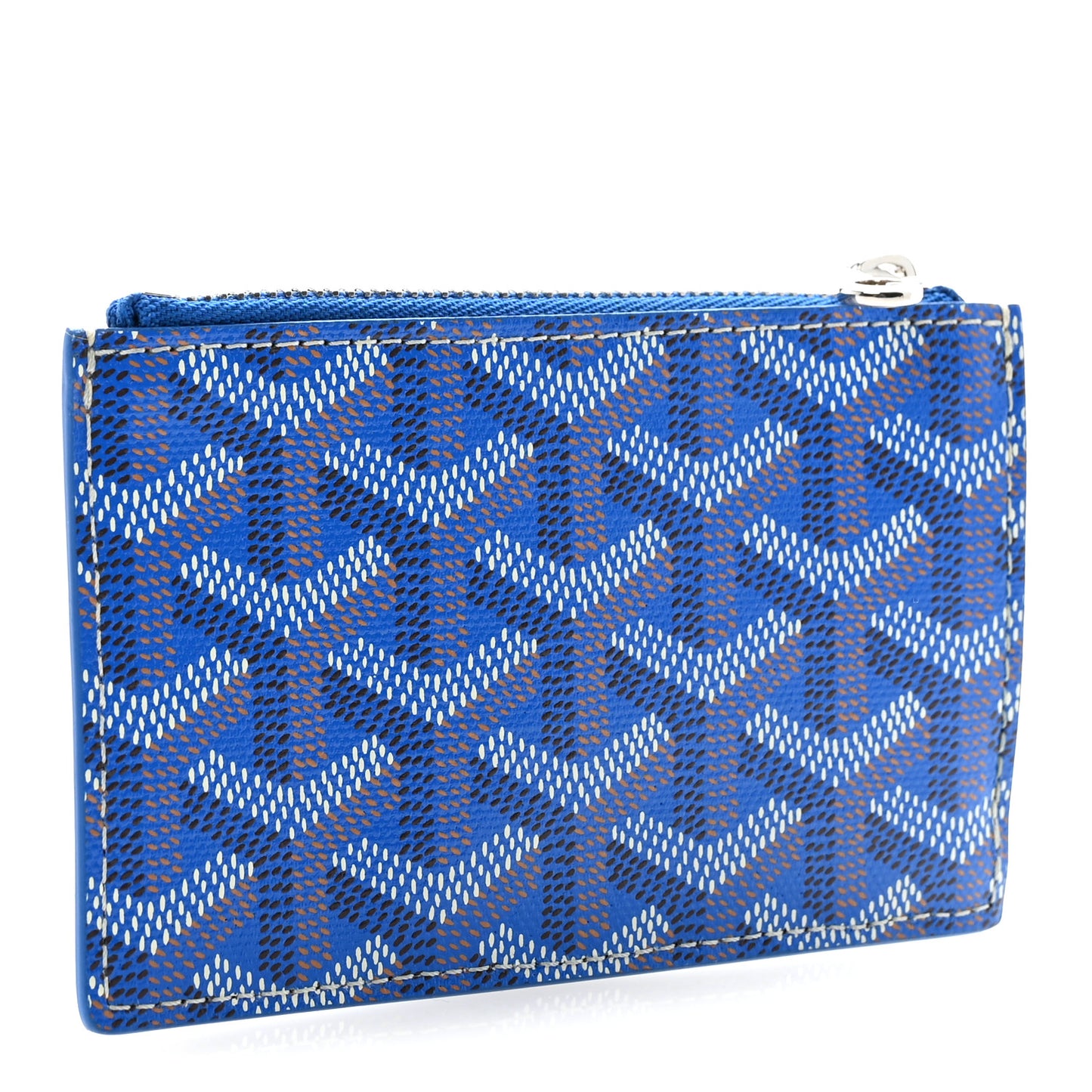 Goyardine Bourbon Zipped Card Holder Sky Blue