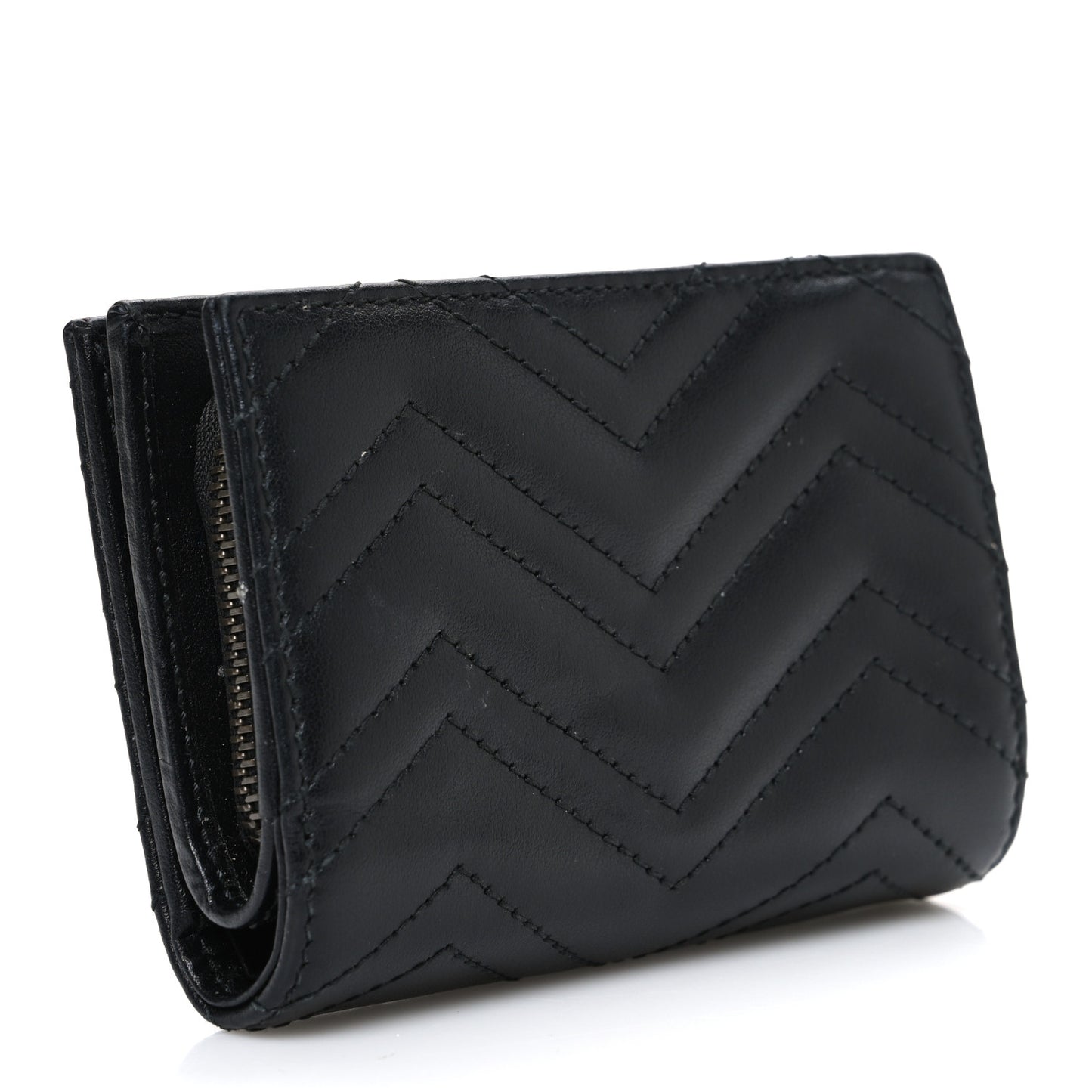 Calfskin Matelasse GG Marmont Card Case Wallet Black
