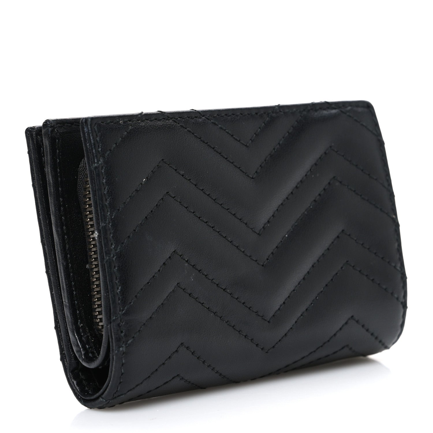 Gucci Calfskin Matelasse GG Marmont Card Case Wallet Black 3 of 7