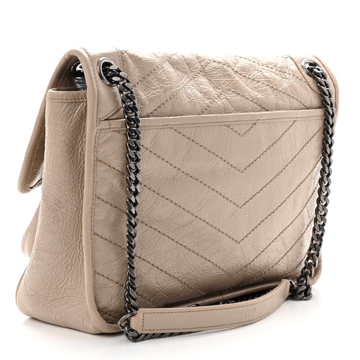 Saint Laurent Crinkled Calfskin Matelasse Monogram Medium Niki Chain Satchel Light Natural 2 of 9