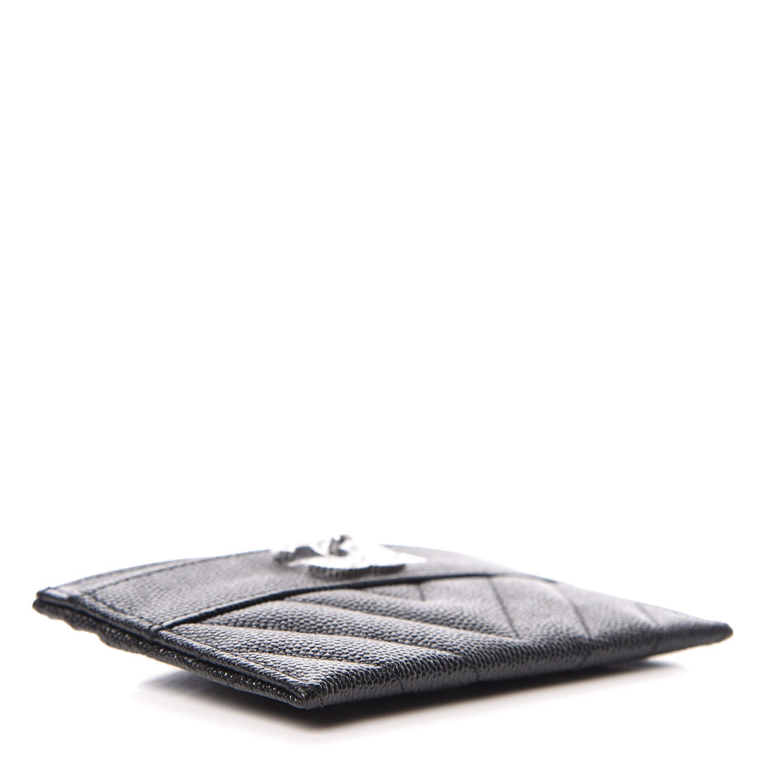 Chanel Caviar Chevron Quilted Vintage Mademoiselle Card Holder Black 4 of 10