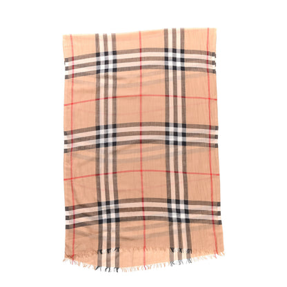 Burberry Wool Silk House Check Lightweight Scarf Camel 3 of 5