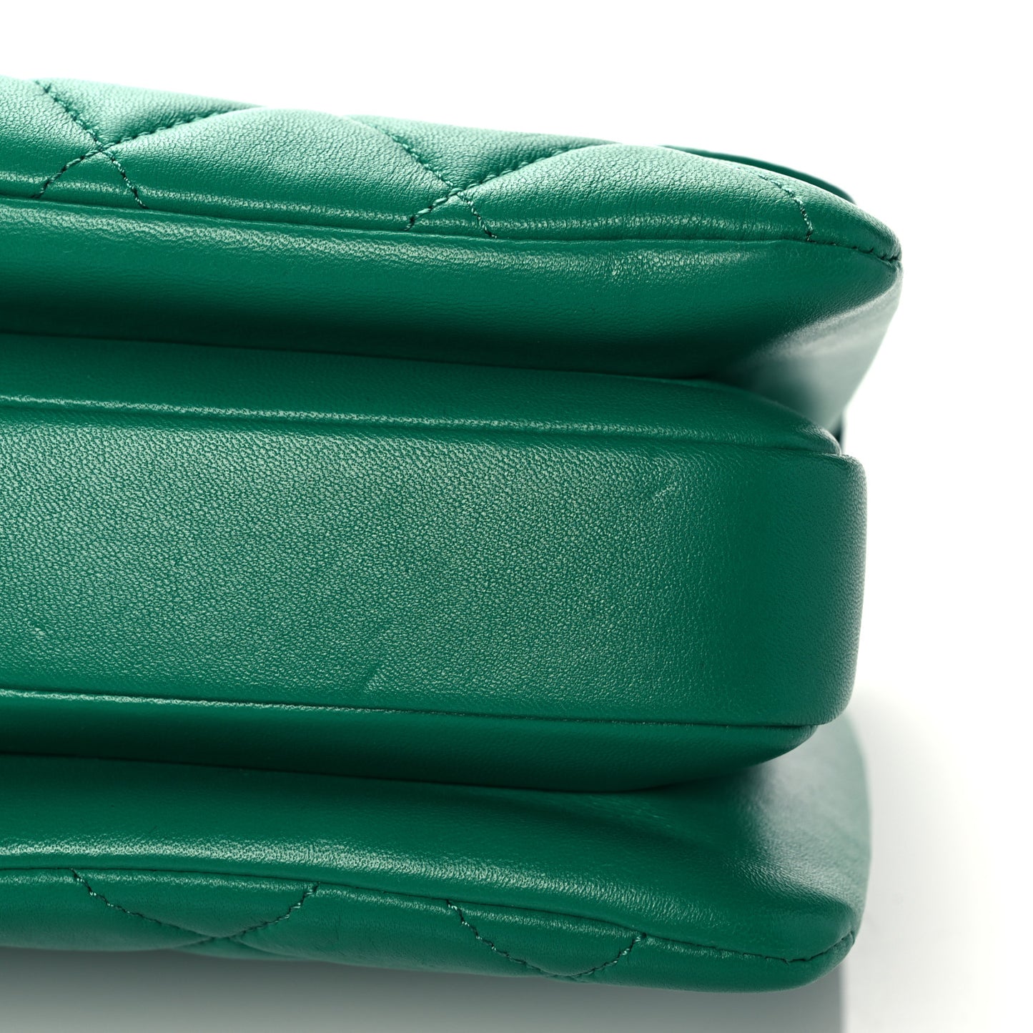 Lambskin Quilted Small Trendy CC Flap Dual Handle Bag Green