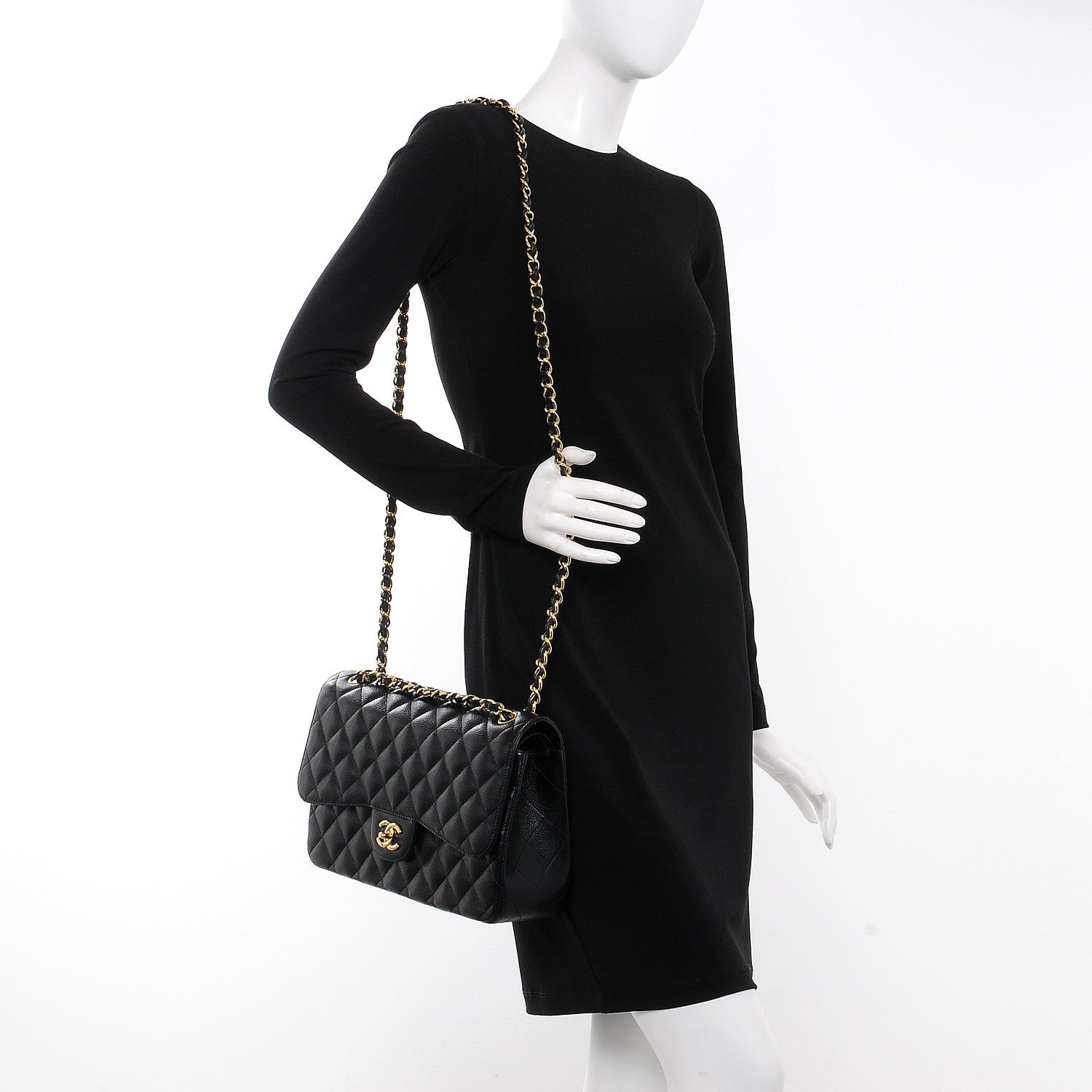 Chanel Caviar Quilted Jumbo Double Flap Black 3 of 8