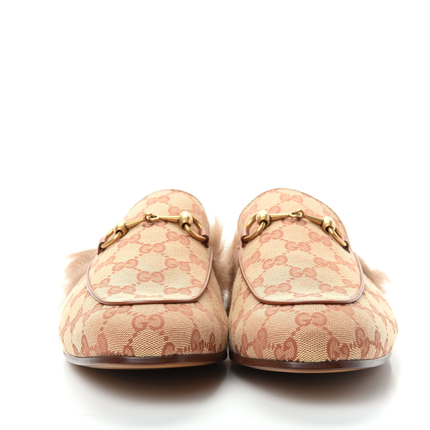 Gucci GG Monogram Fur Mens Princetown Slippers 9 Beige Ruggine Rust 2 of 9