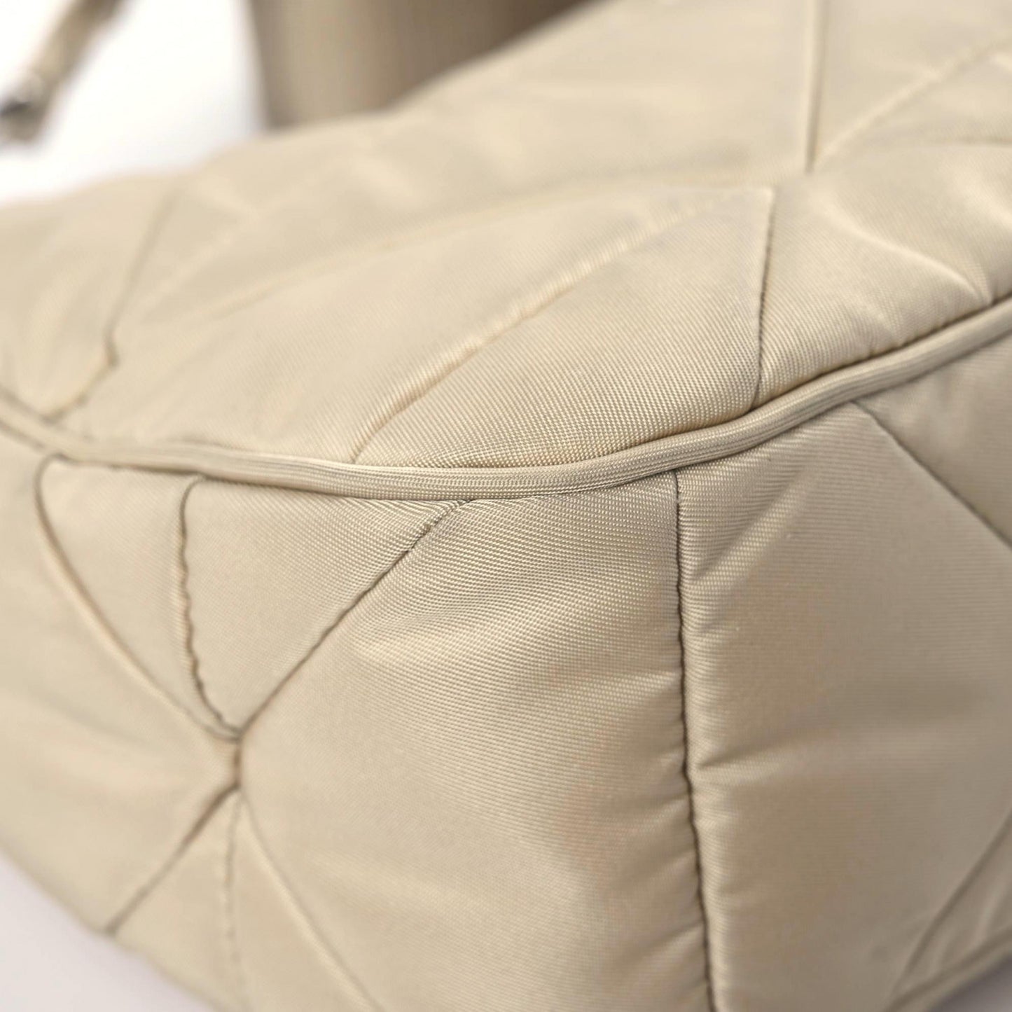 Re-Nylon Triangle Quilted Padded Patchwork System Shoulder Bag Deserto