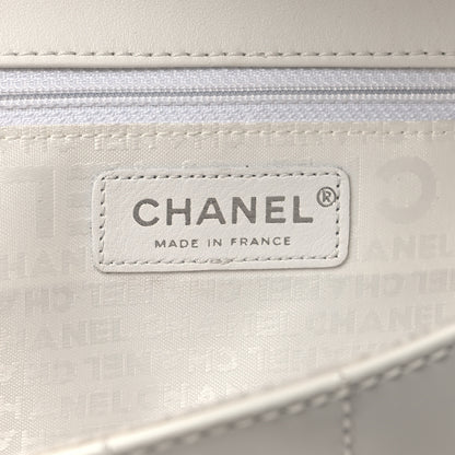 Chanel Patent Quilted Diagonal CC East West Chocolate Bar Flap White 6 of 14