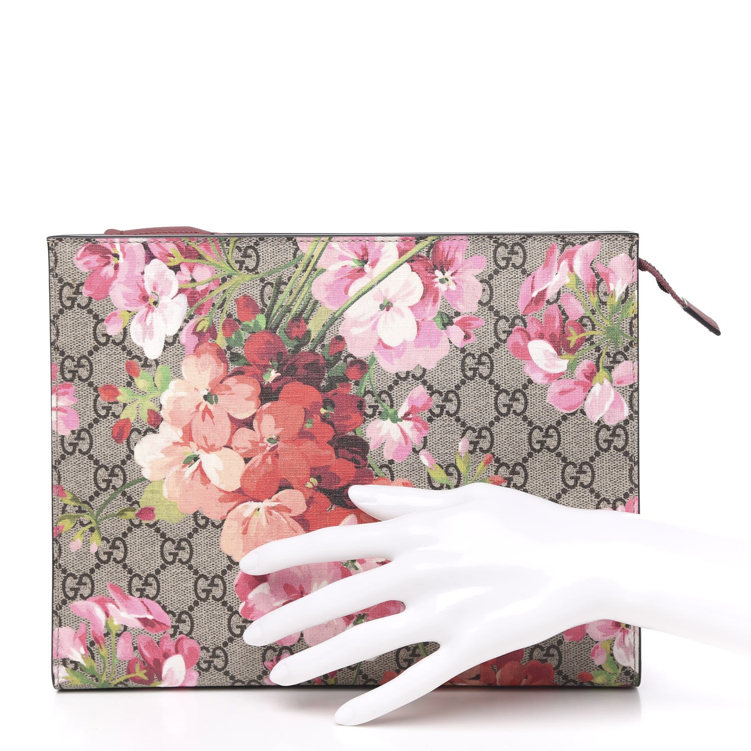 Gucci GG Supreme Monogram Blooms Large Cosmetic Case Beige Multicolor Dry Rose 2 of 10
