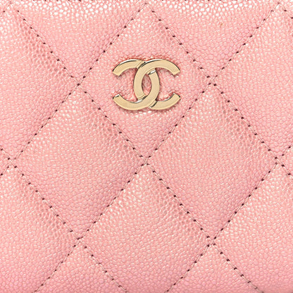 Chanel Iridescent Caviar Quilted Zip Coin Purse Pink 9 of 9