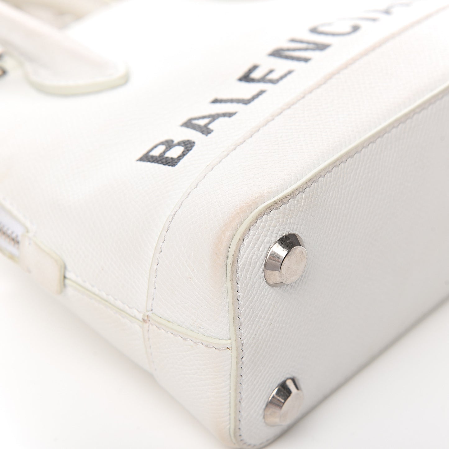 Grained Calfskin XXS Ville Top Handle Bag White Black