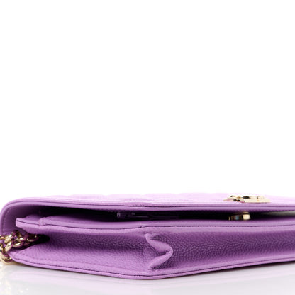 Chanel Caviar Quilted Boy Wallet On Chain WOC Purple 10 of 12