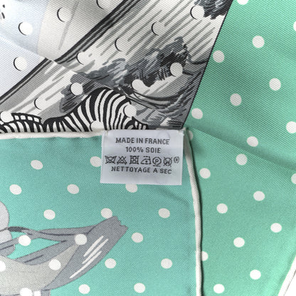 Hermes Silk Carre Tropiques Poinconne Shawl 140 White Gris Menthol 3 of 3