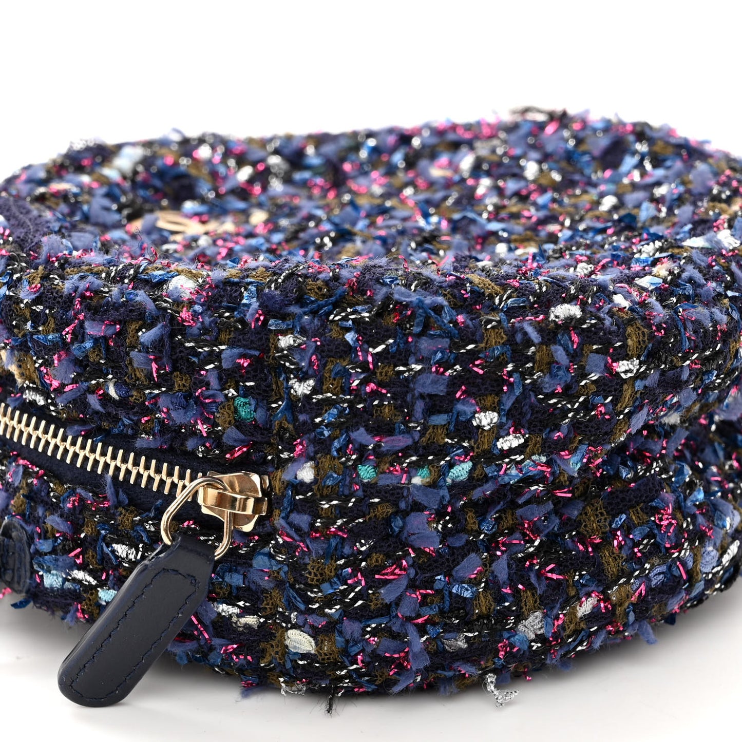 Tweed Round Clutch With Chain Multicolor