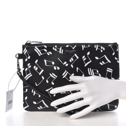 Saint Laurent Calfskin Musical Notes Zip Pouch Black 2 of 8