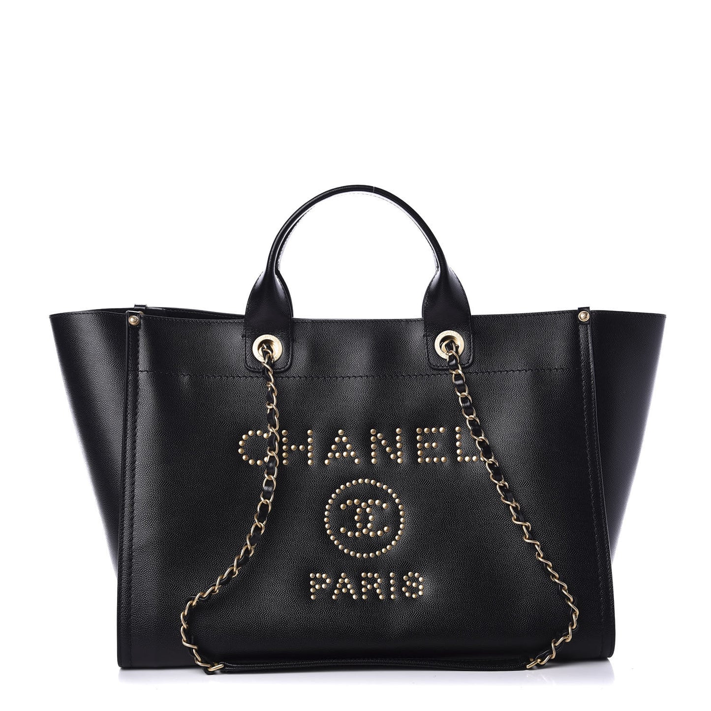 Caviar Medium Studded Deauville Tote Black