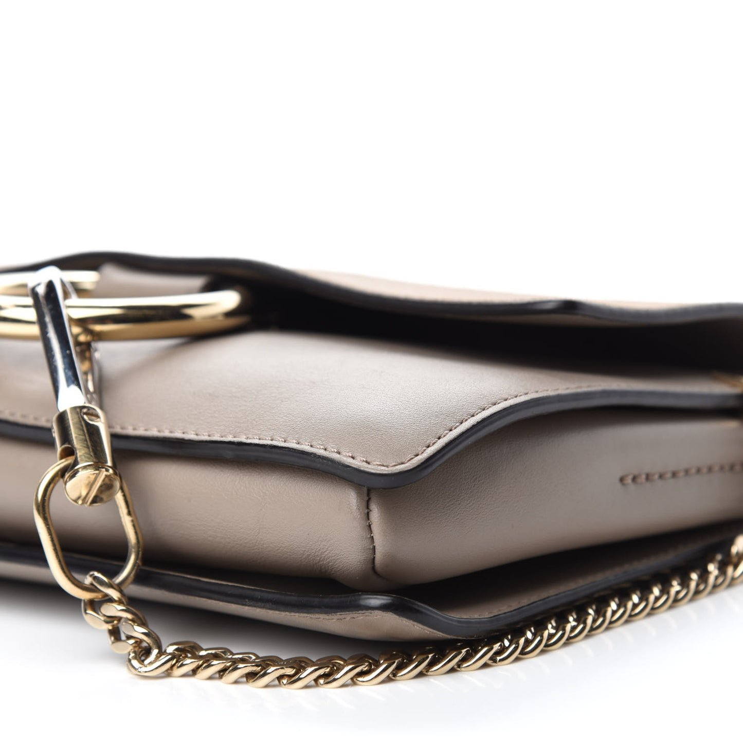 Suede Calfskin Small Faye Shoulder Bag Motty Grey