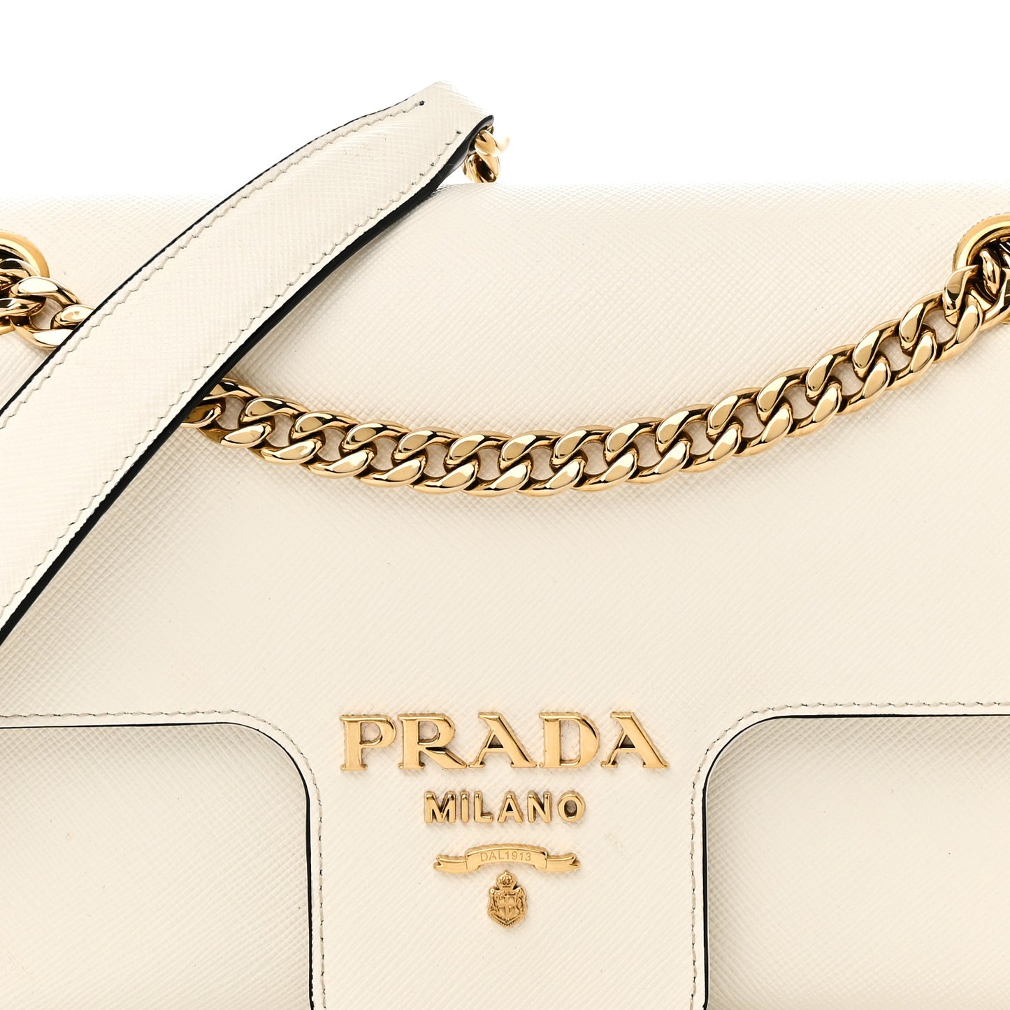 Saffiano Flap Shoulder Bag White