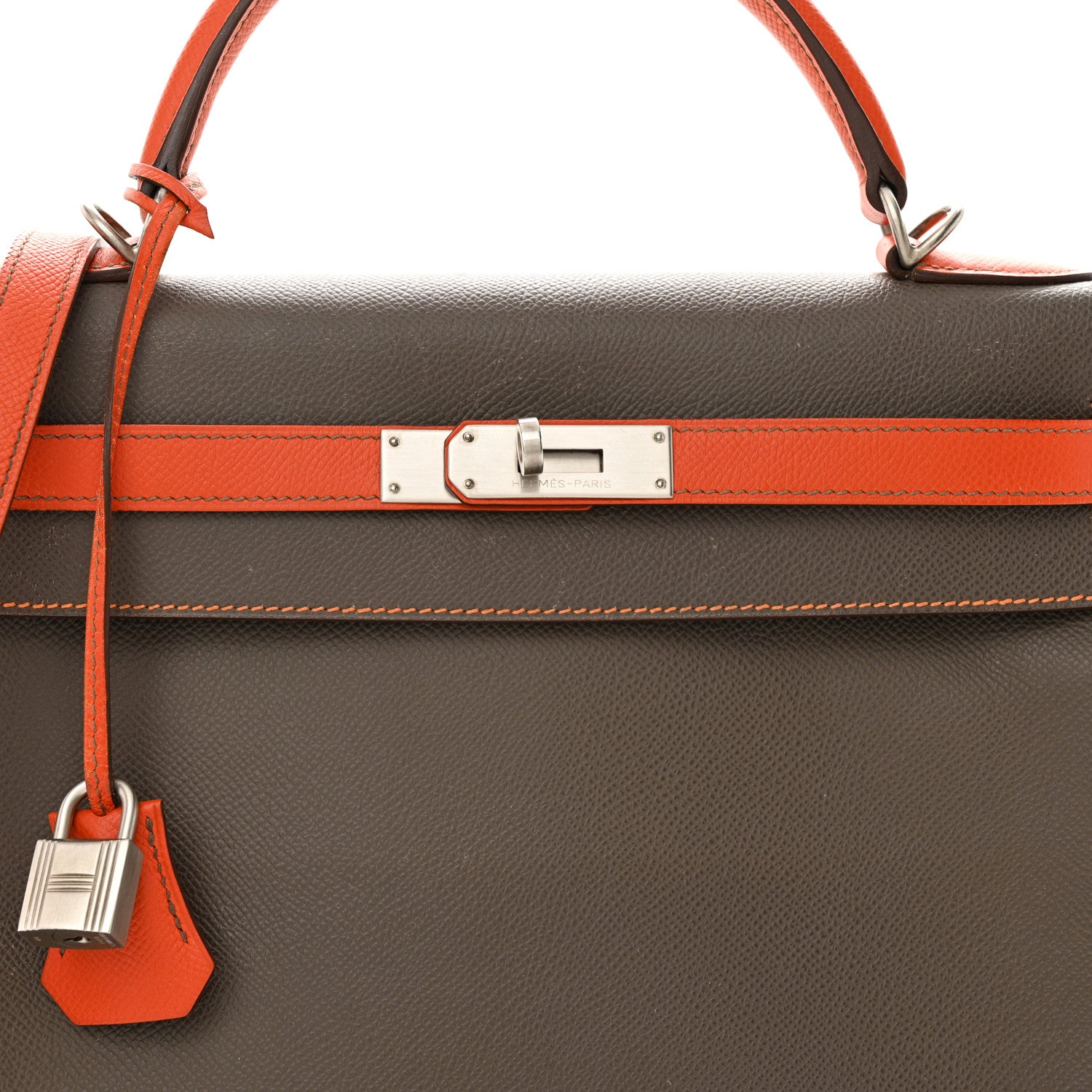 Hermes Epsom Horseshoe Kelly Retourne 32 Etain Feu 8 of 17