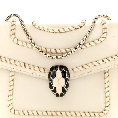 Bulgari Calfskin Woven Chain Serpenti Forever Crossbody Bag White 7 of 9