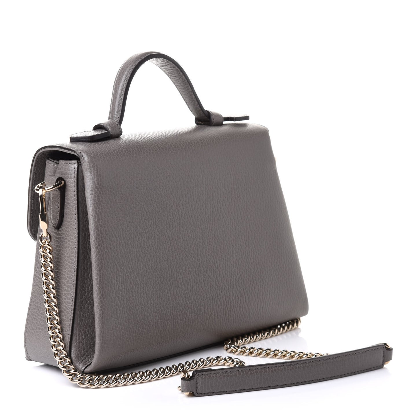Dollar Calfskin Interlocking G Top Handle Shoulder Bag Loess