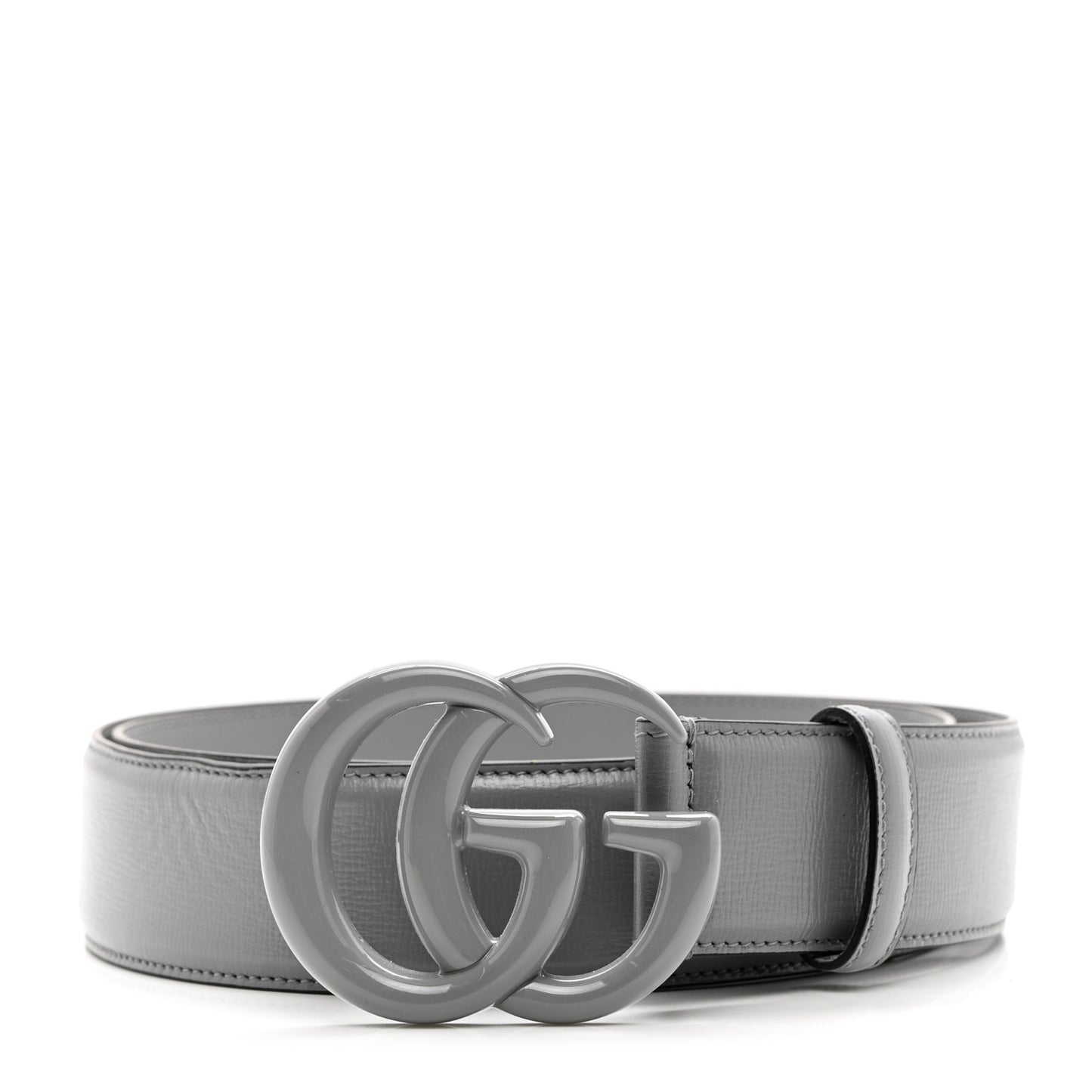 Azalea Calfskin Enamel Monochrome Double G 40mm Belt 100 40 Deep Grey