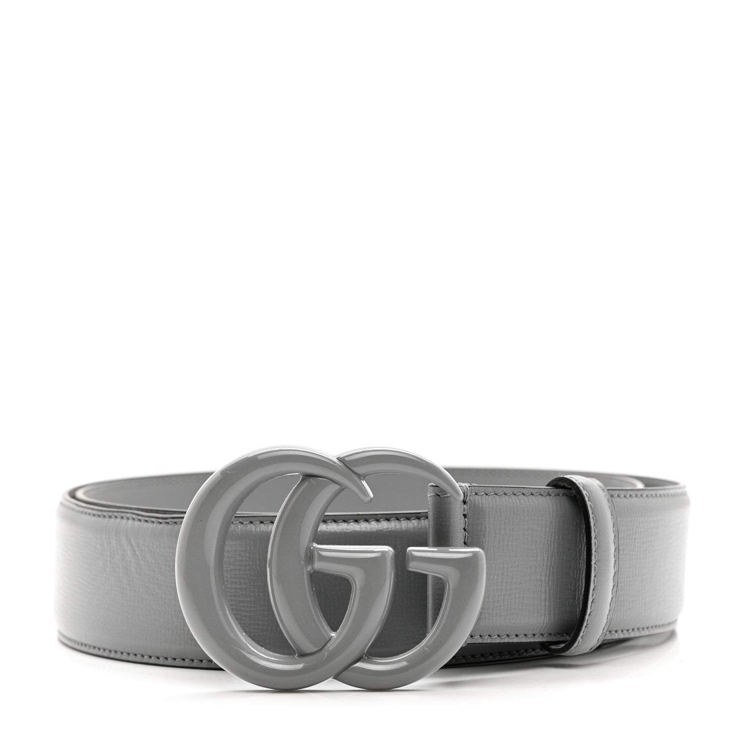 Gucci Azalea Calfskin Enamel Monochrome Double G 40mm Belt 100 40 Deep Grey 1 of 5