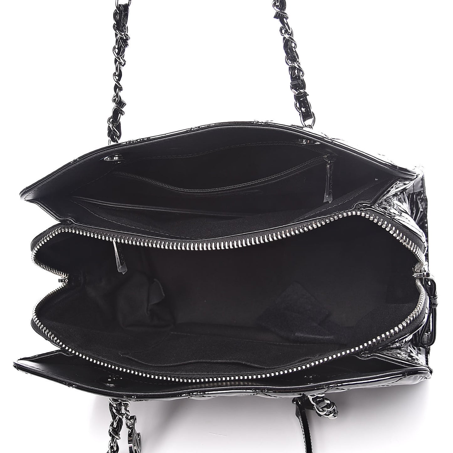Patent Quilted CC Angle Tote Black