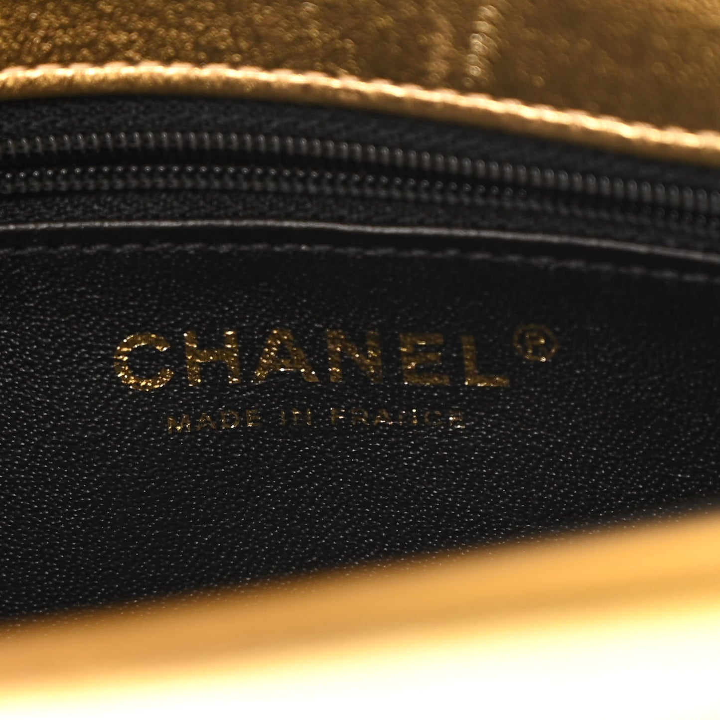 Lambskin Metallic Quilted Small CC Chic Double Flap Black Gold