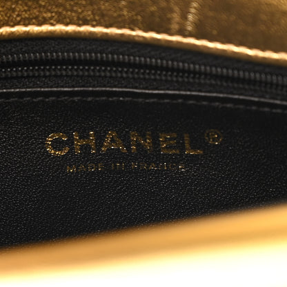 Chanel Lambskin Metallic Quilted Small CC Chic Double Flap Black Gold 7 of 13