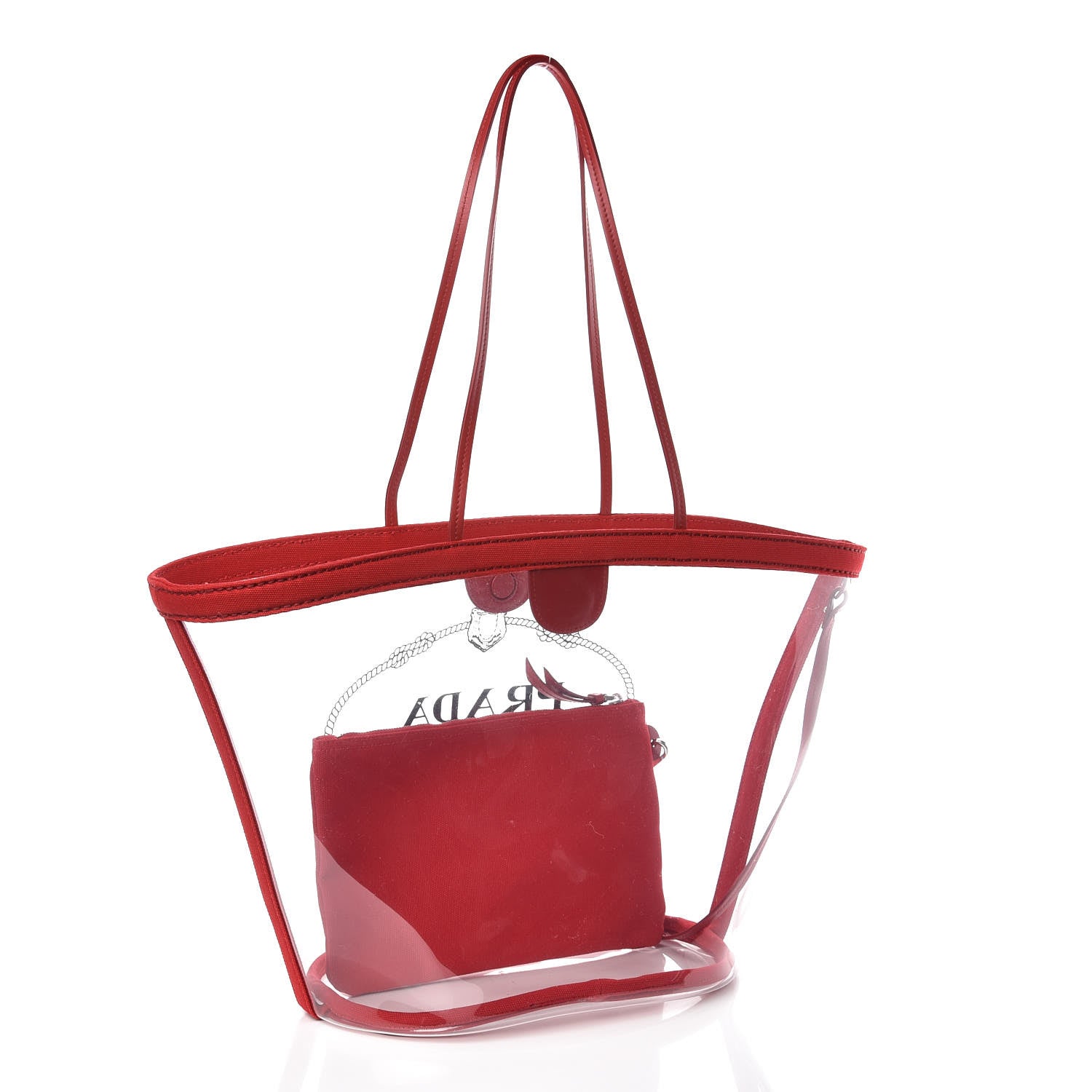 Prada Plexiglass Canapa Shopper Tote Red 3 of 8