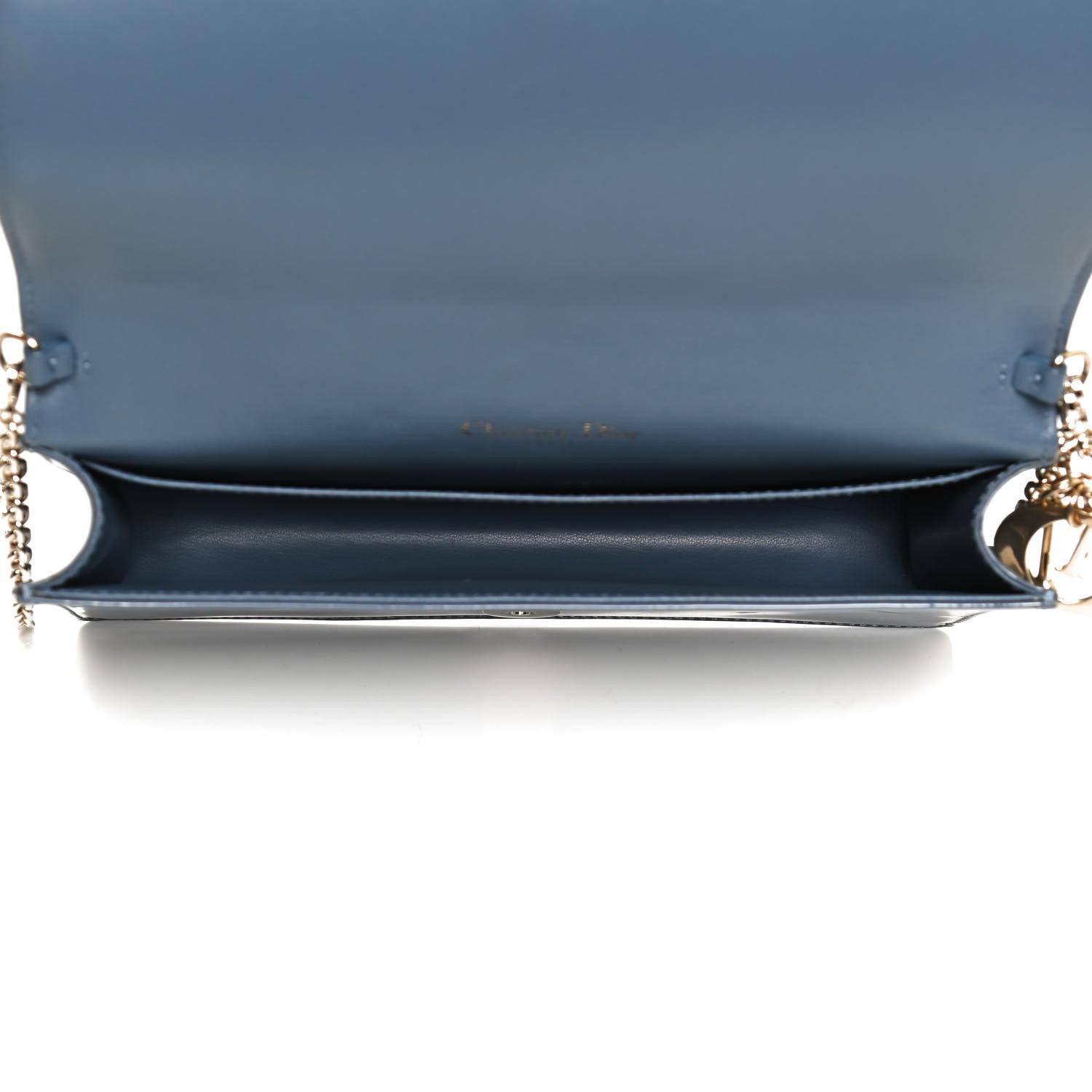 Christian Dior Patent Cannage Lady Dior Clutch Denim Blue 4 of 10