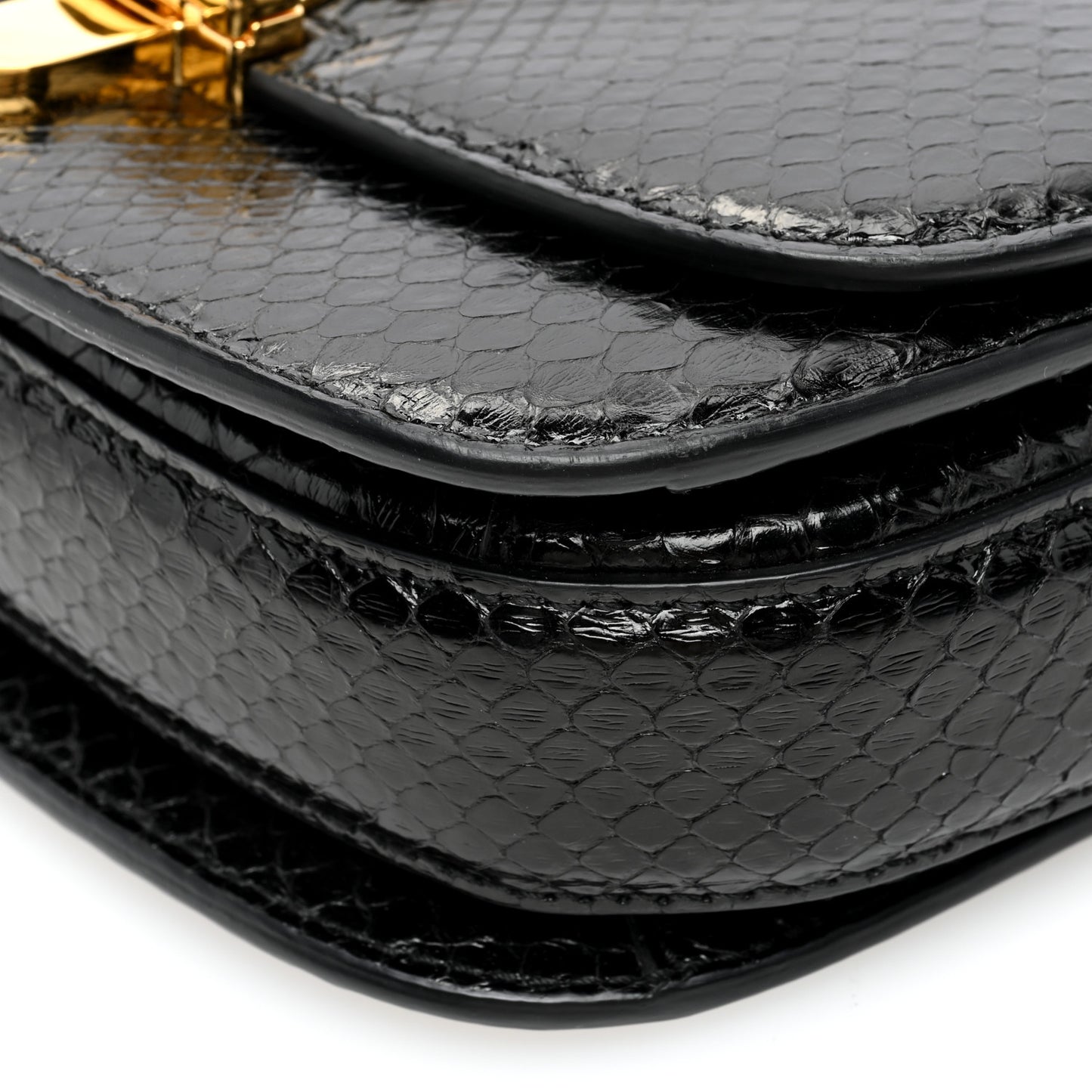 Snakeskin Mini Sylvie 1969 Messenger Bag Black