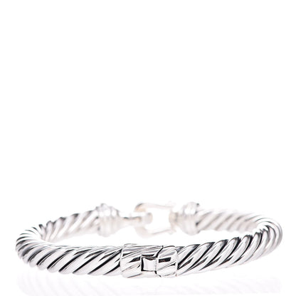 David Yurman Sterling Silver Diamond 8.5mm Cable Buckle Bracelet 3 of 5