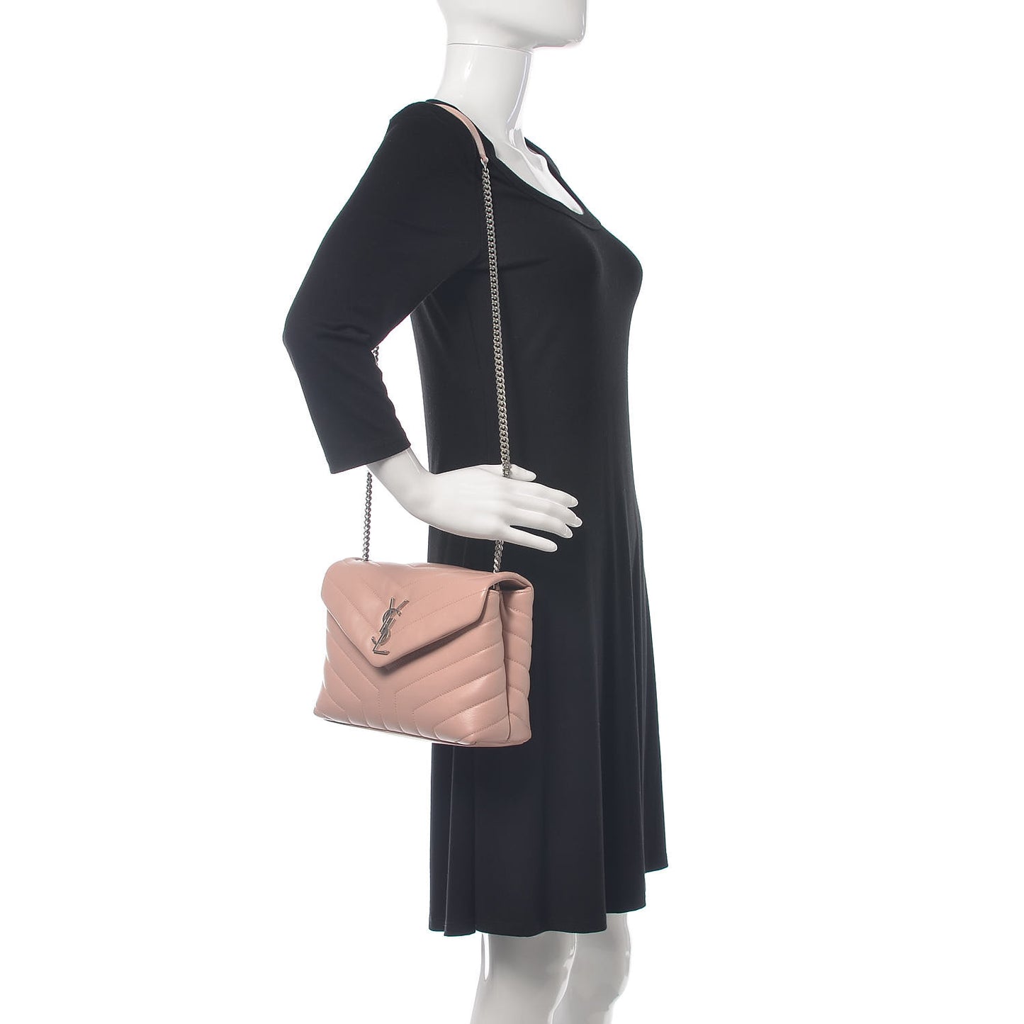 Calfskin Y Quilted Monogram Small Loulou Chain Satchel Rose Antic