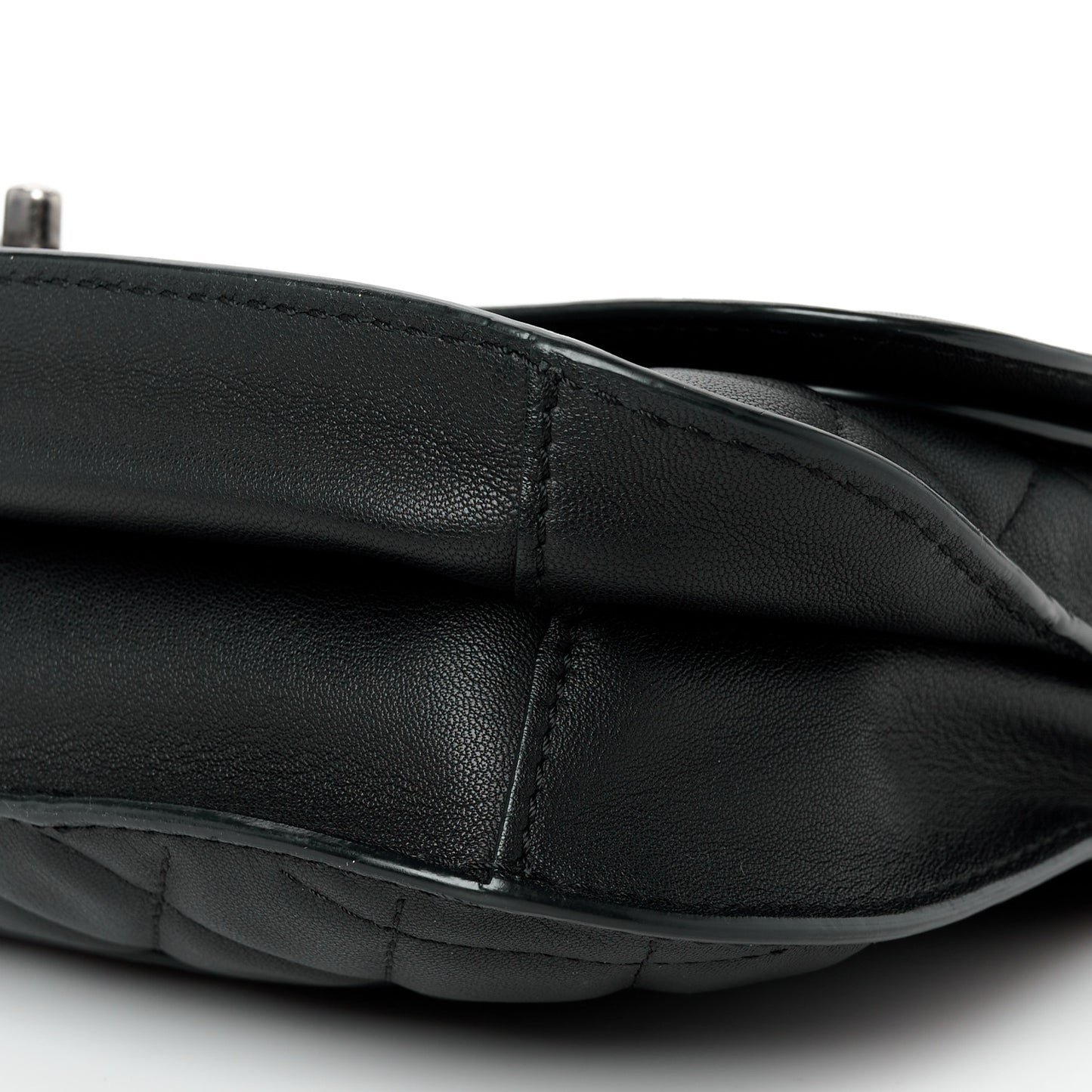 Metallic Goatskin Quilted Large Rock In Rome Flap Black