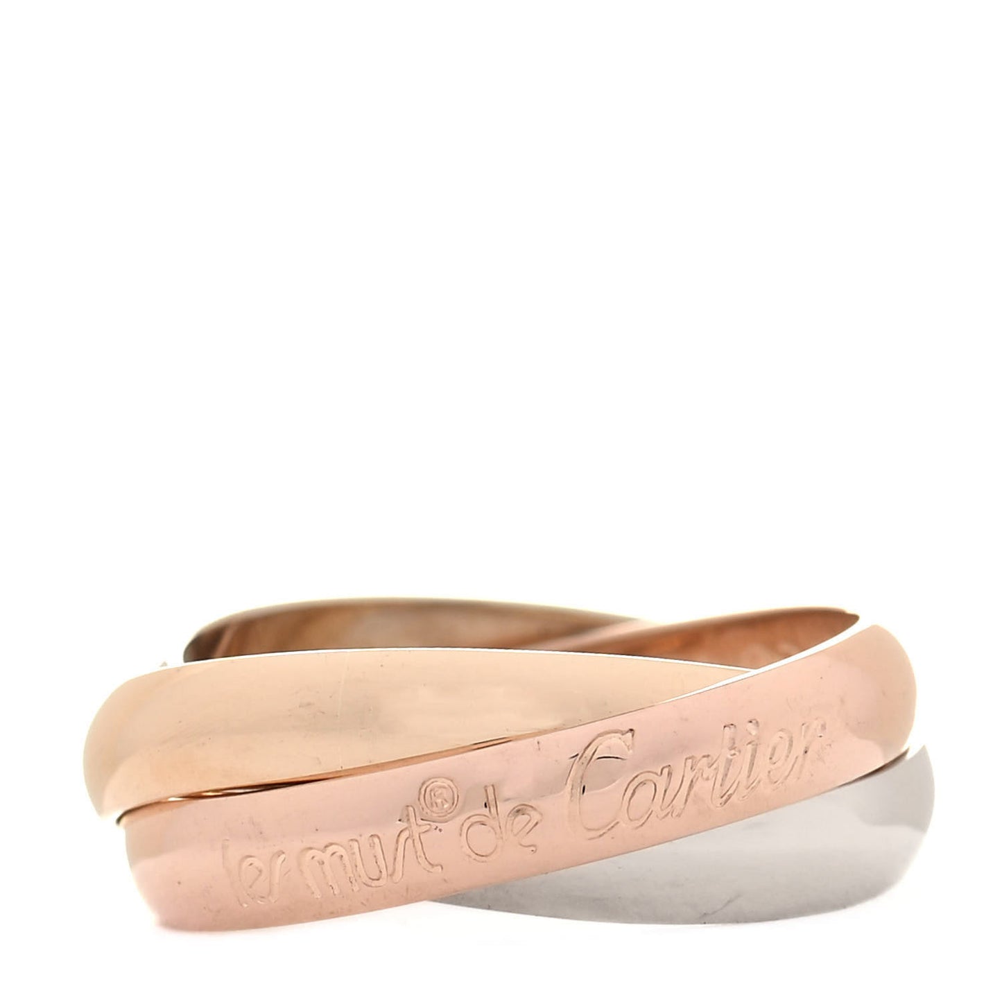 18K Pink Yellow White Gold Classic Les Must De Cartier Trinity Ring 52 6