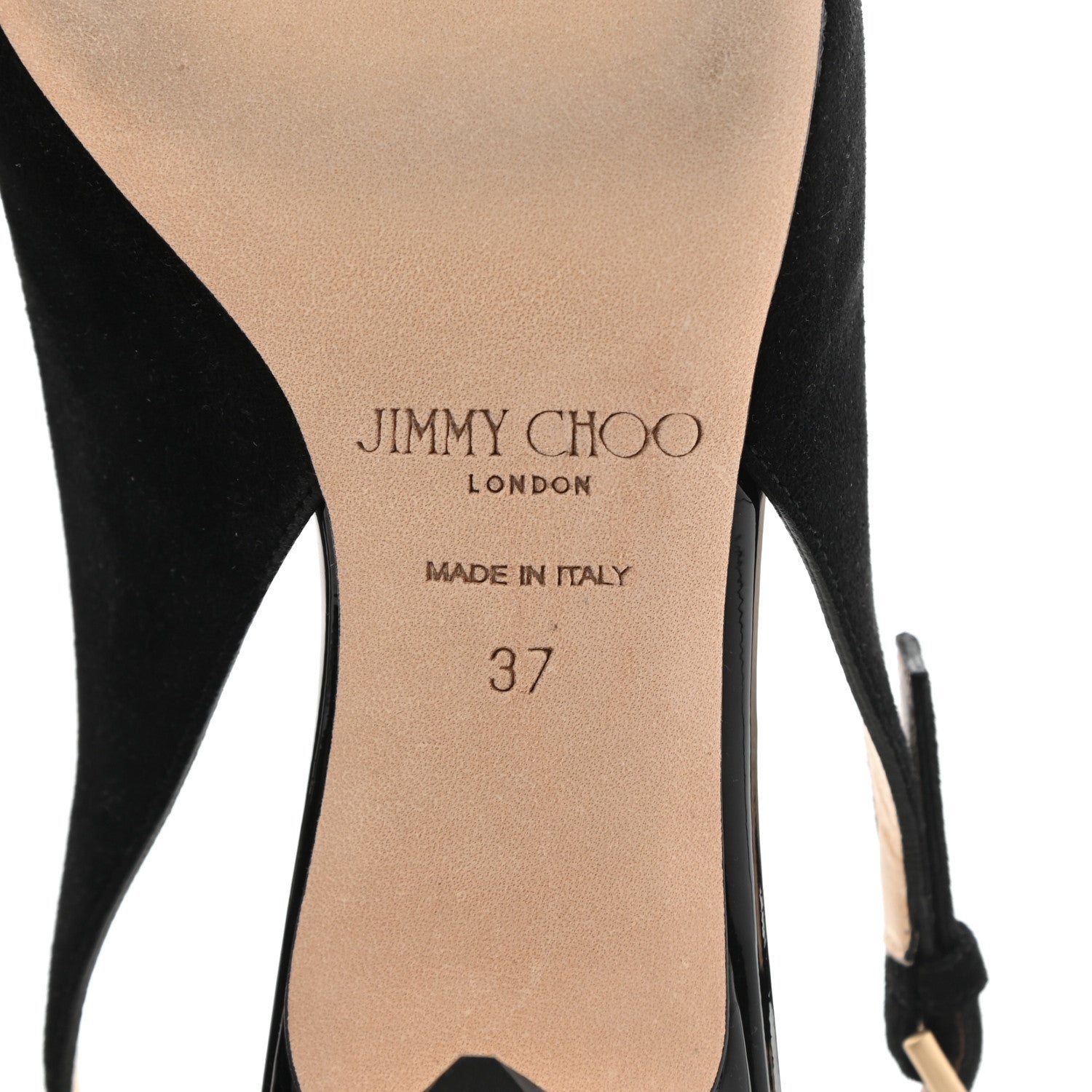 Jimmy Choo Suede Patent Slingback Gemma Pumps 37 Black 6 of 9
