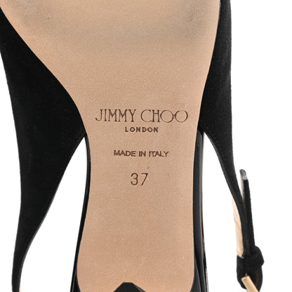 Jimmy Choo Suede Patent Slingback Gemma Pumps 37 Black 6 of 9