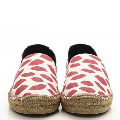 Saint Laurent Lip Print Canvas Espadrilles 36 Bianco Rosso Black 2 of 11