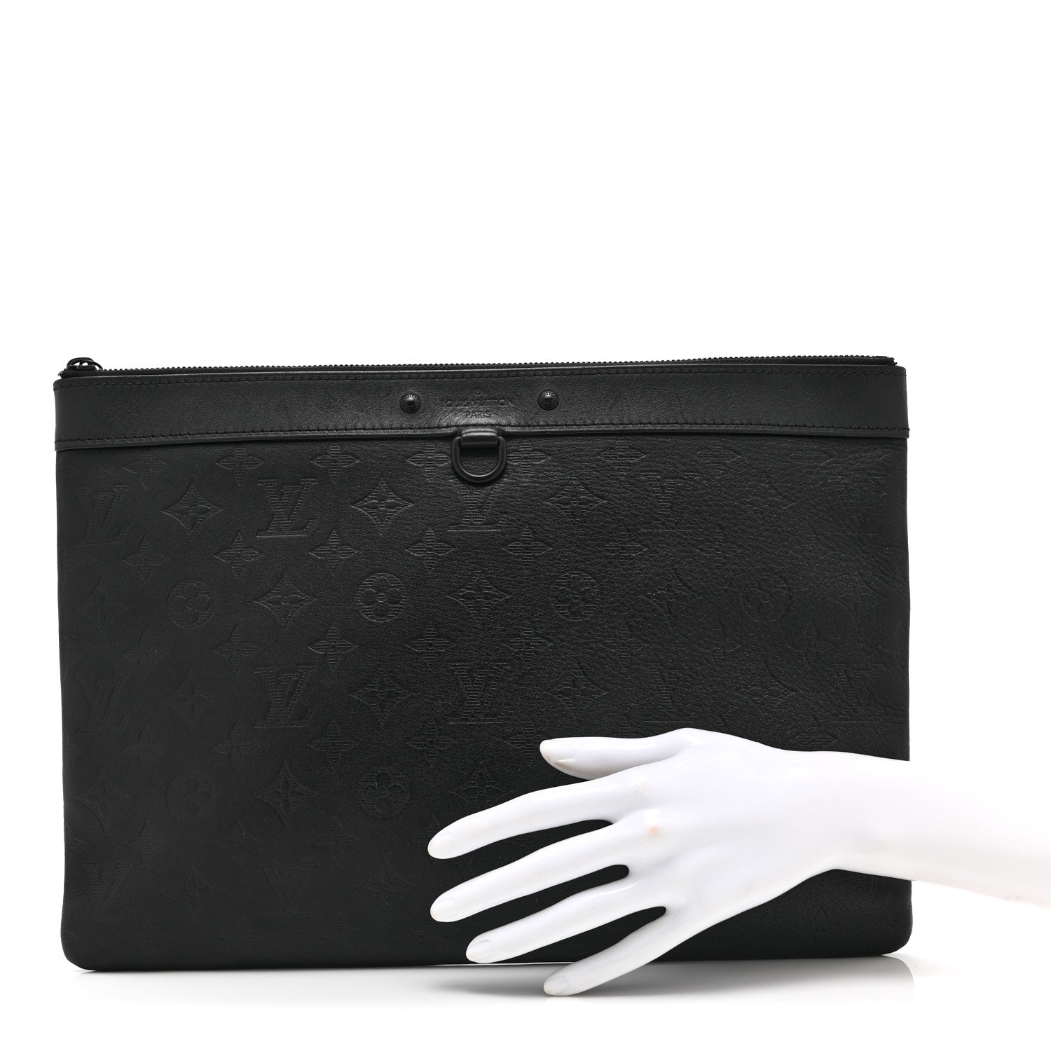 Louis Vuitton Calfskin Monogram Shadow Discovery Pochette Black 2 of 10