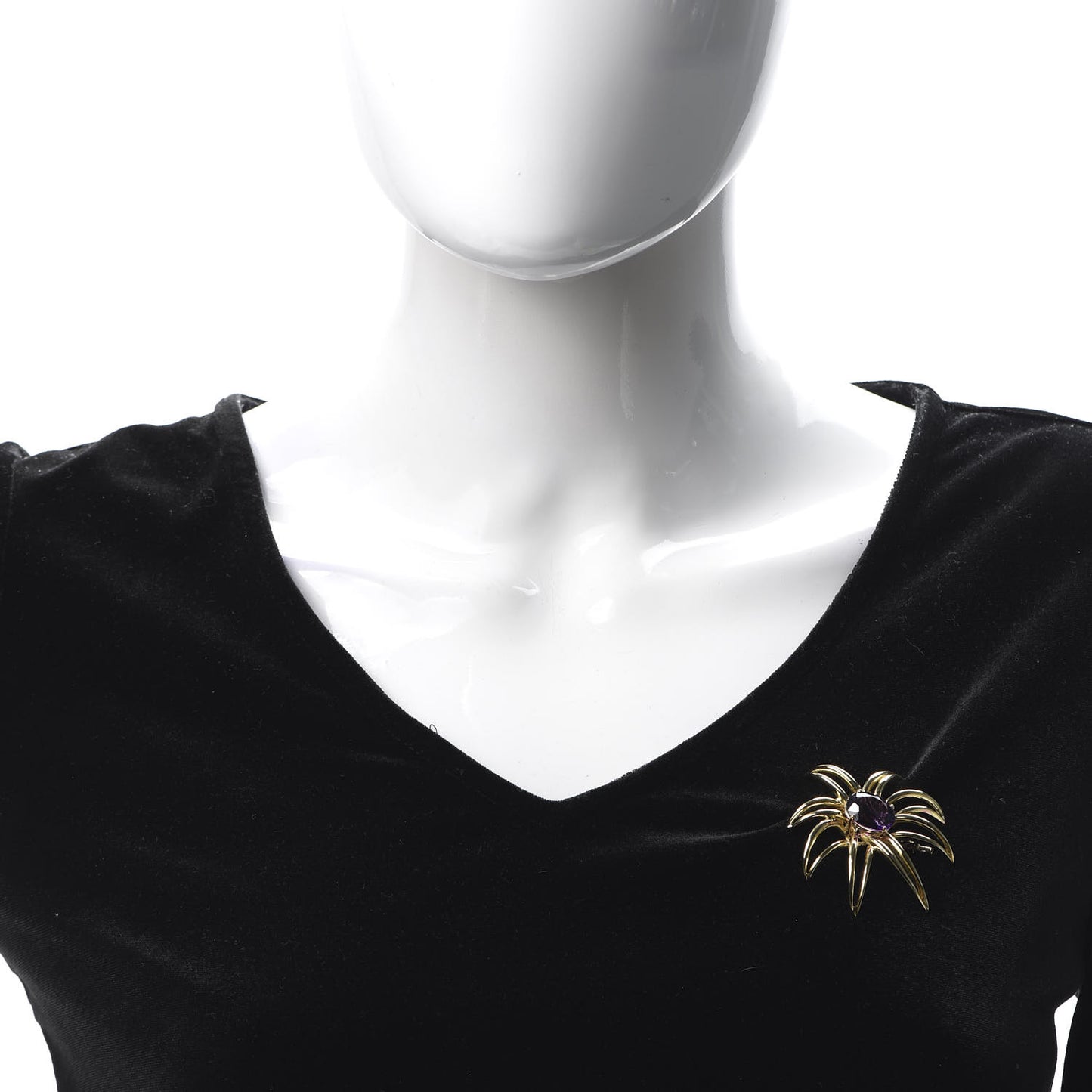 18K Yellow Gold Amethyst Fireworks Brooch Pin