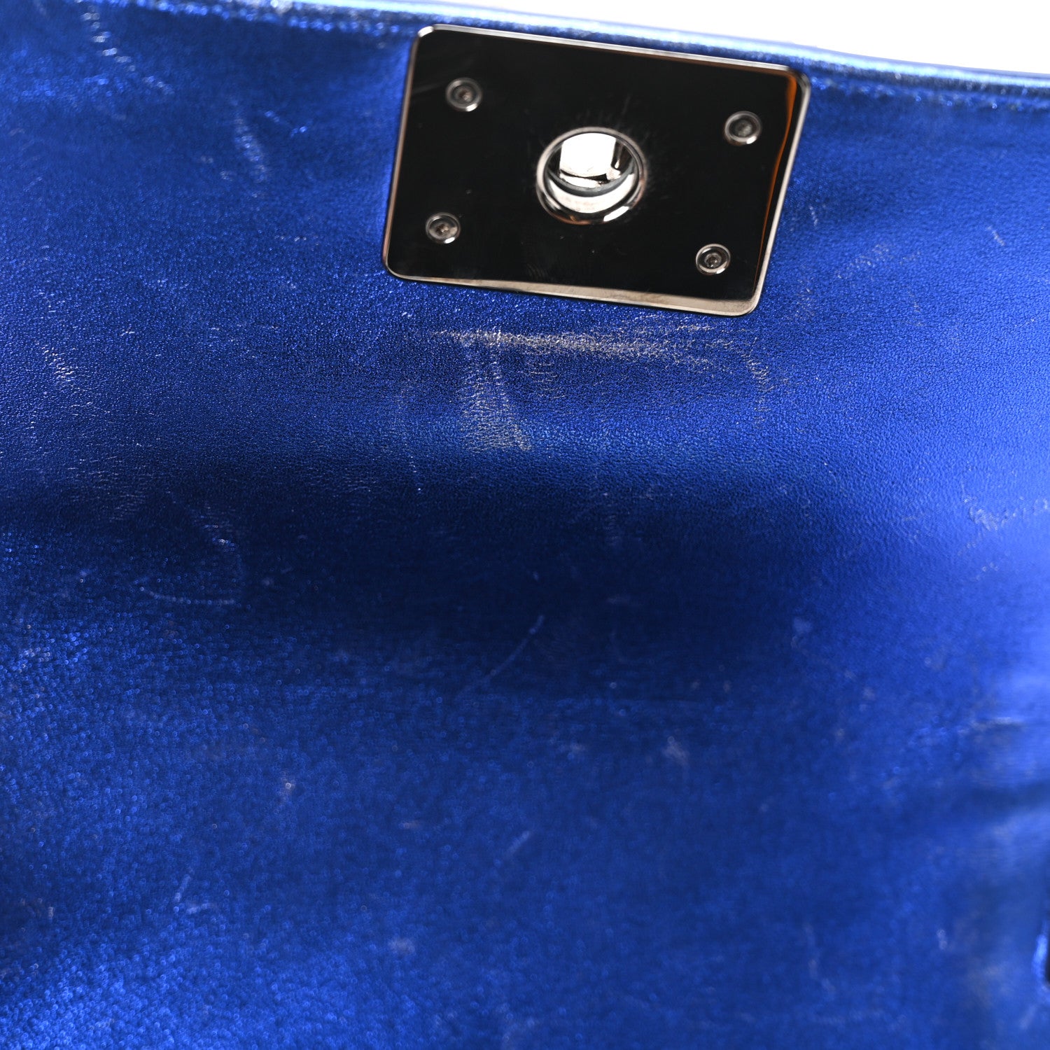 Chanel Metallic Patent Calfskin Quilted Small Boy Flap Blue 11 of 11