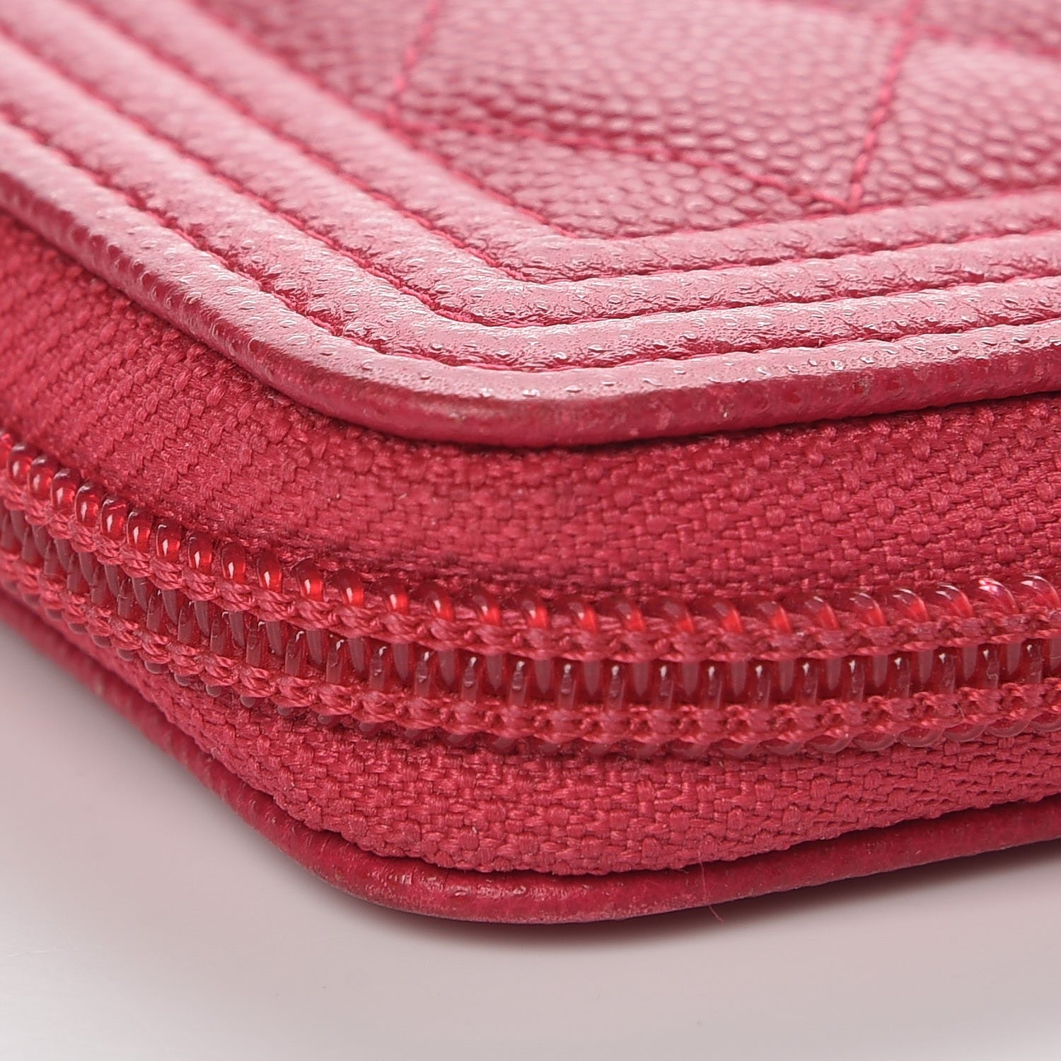 Chanel Caviar Quilted Boy Zip Around Coin Purse Wallet Fuchsia 11 of 12