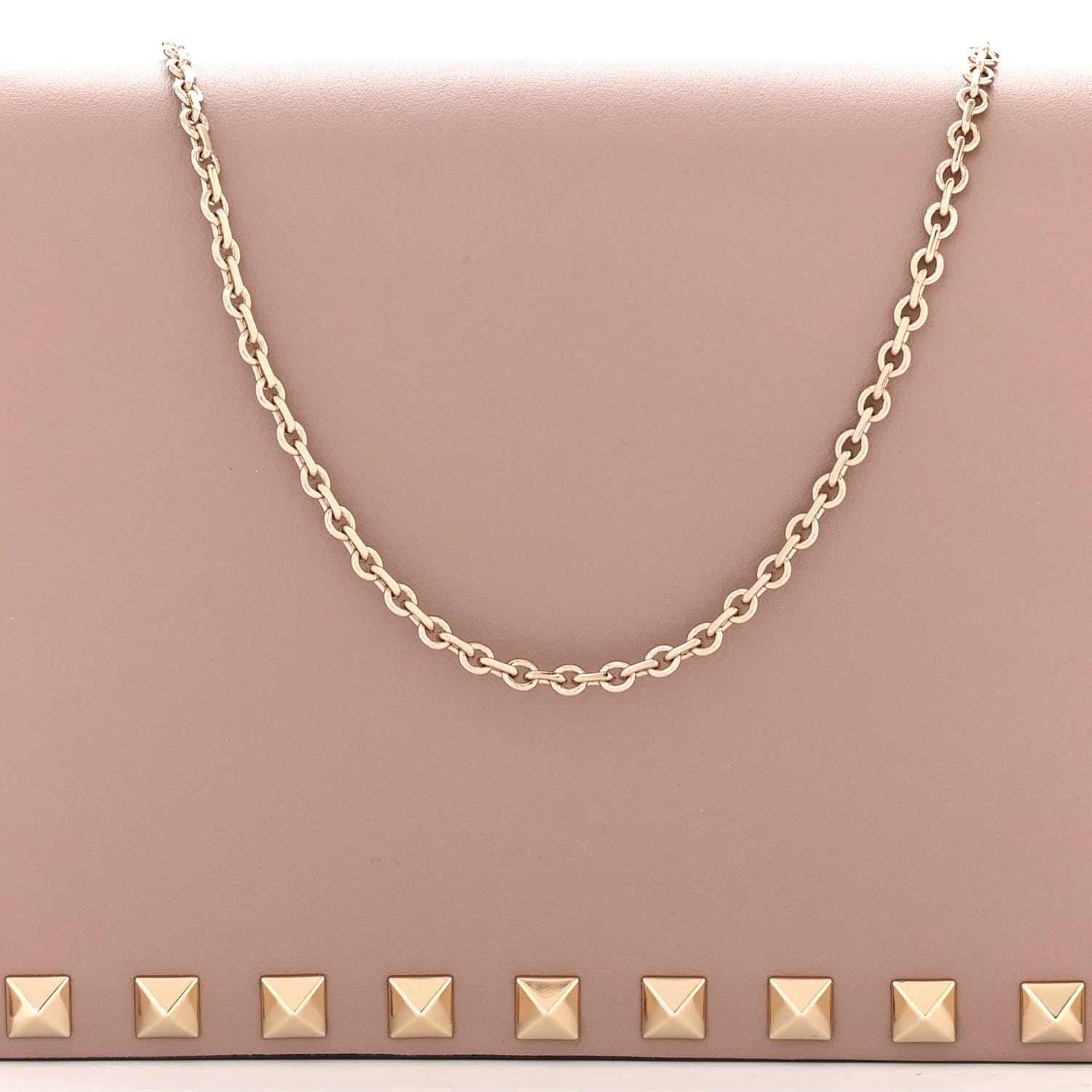 Valentino Garavani Vitello Rockstud Wallet on Chain Poudre 7 of 10