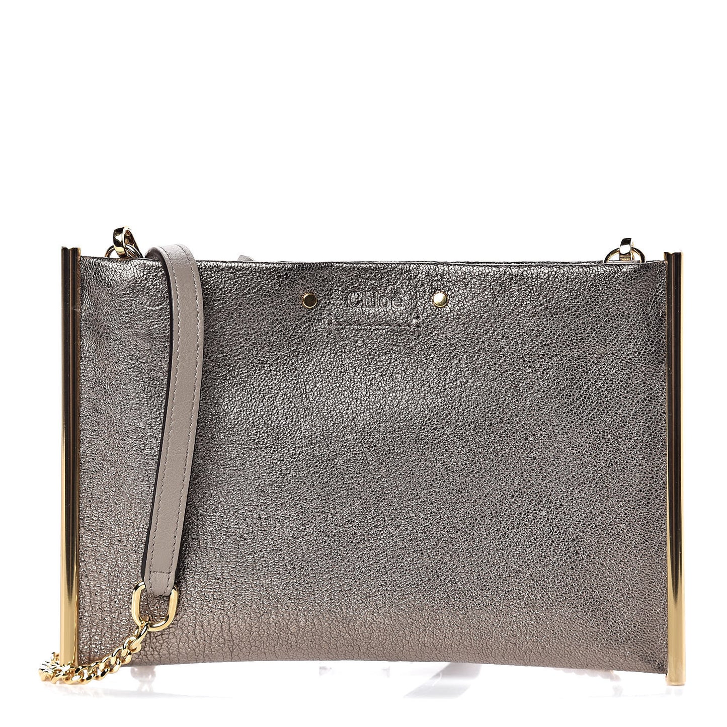 Metallic Calfskin Mini Roy Chain Pouch Gold