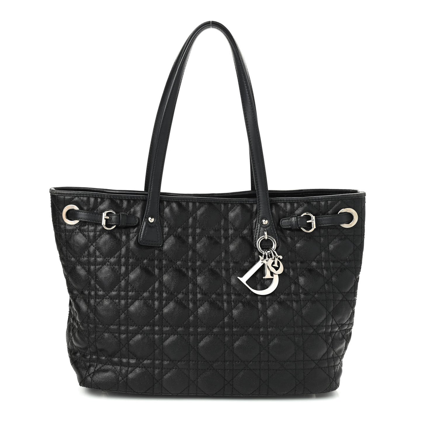 Coated Canvas Cannage Small Panarea Tote Black