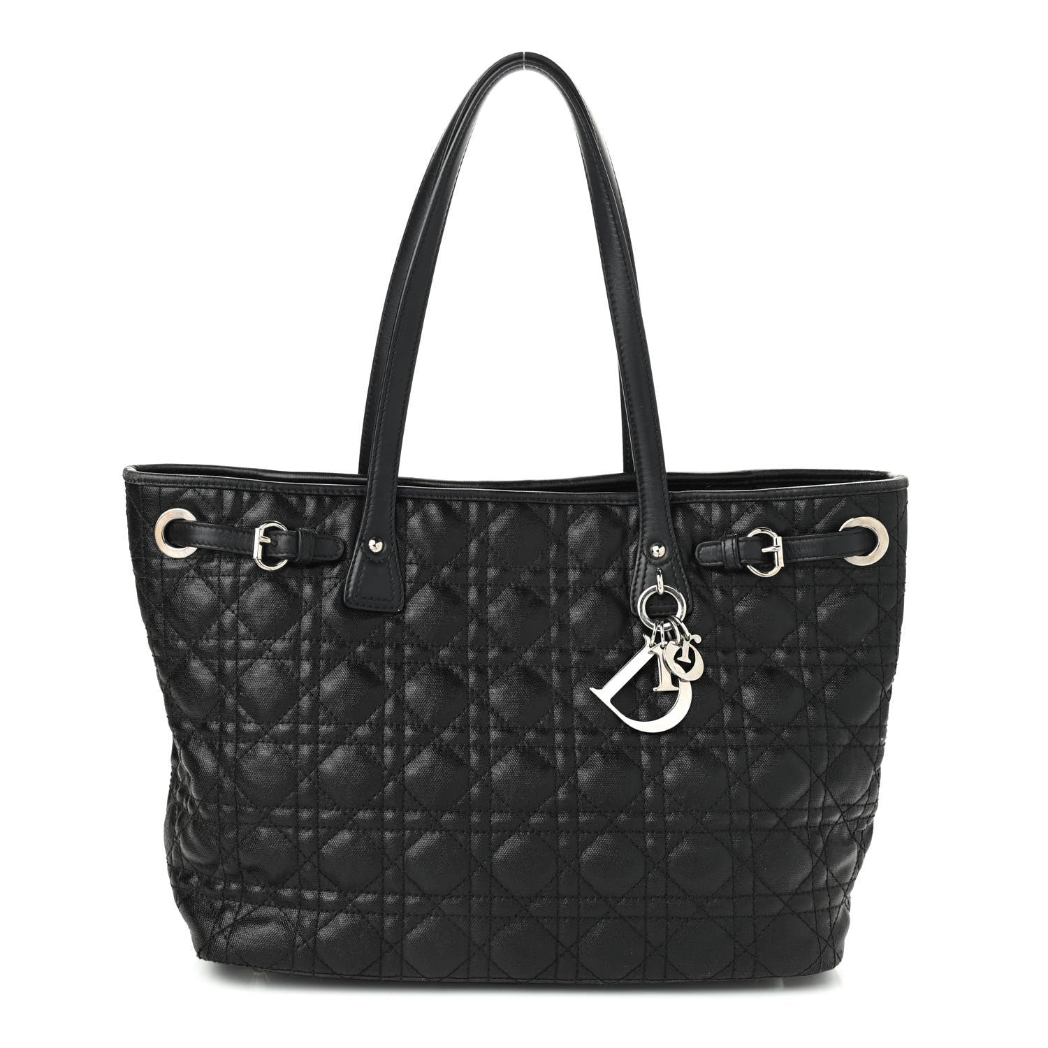 Christian Dior Coated Canvas Cannage Small Panarea Tote Black 1 of 8
